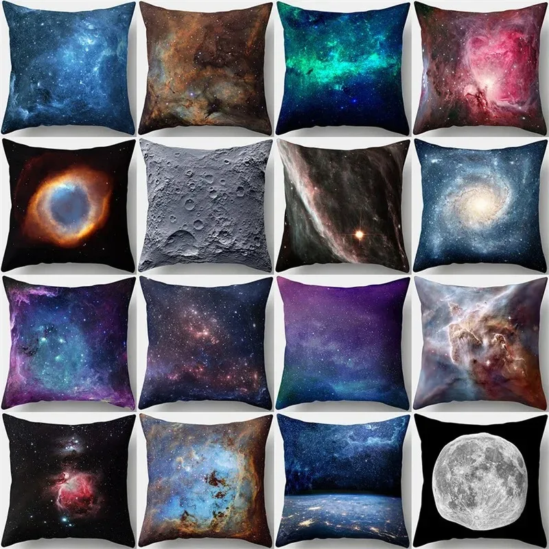 Office Sofa Luxury Cushion Cover Rainbow Starry Sky Moon Fantasy Pattern Print Home Decoration Pillow Cover