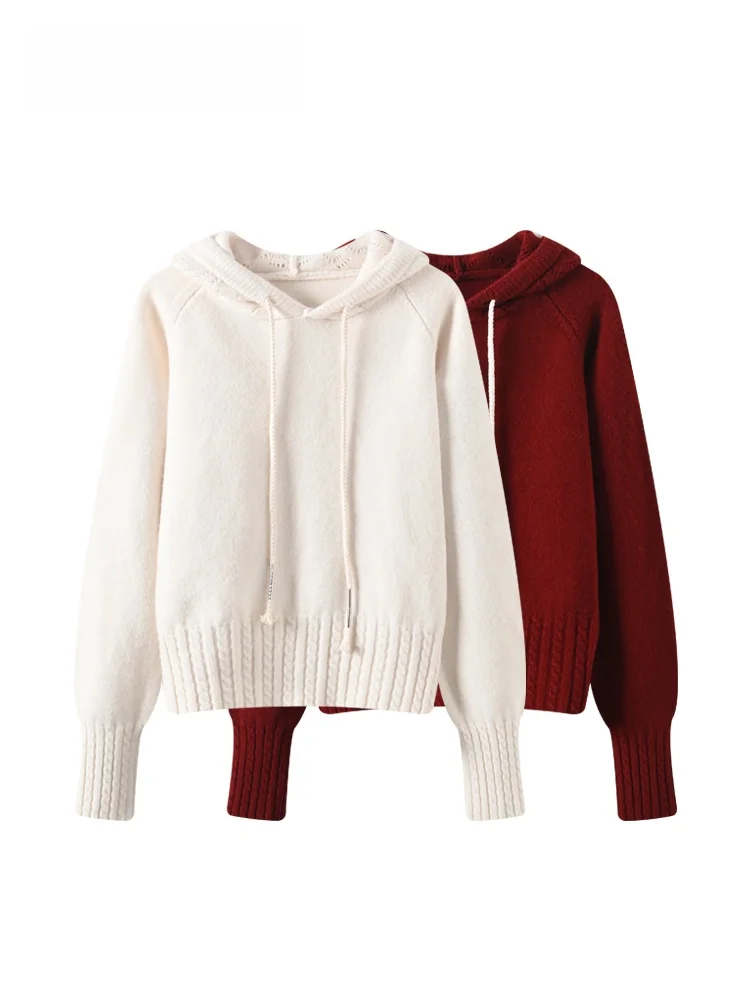 

Thiened Long Sve Hoodie Women's Warm Knitted Sweater Spring Season Loose Fit Casual Sle Big Size Inner Wear Top