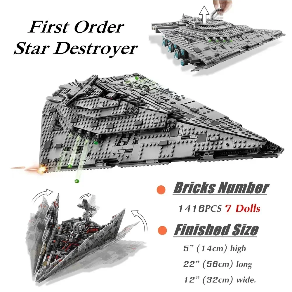 STAR WARS  75190  First Order  Destroyer Space  Fighter Spaceship Model Building Blocks Bricks Toys Kid Christmas Gift