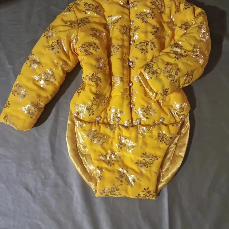 Man's Handmade Floral Long sleeve Jumpsuit Women Filled Cotton Vest Bodysuit Thick Puffy Warm ABDL Adult Onesie Party Clothes