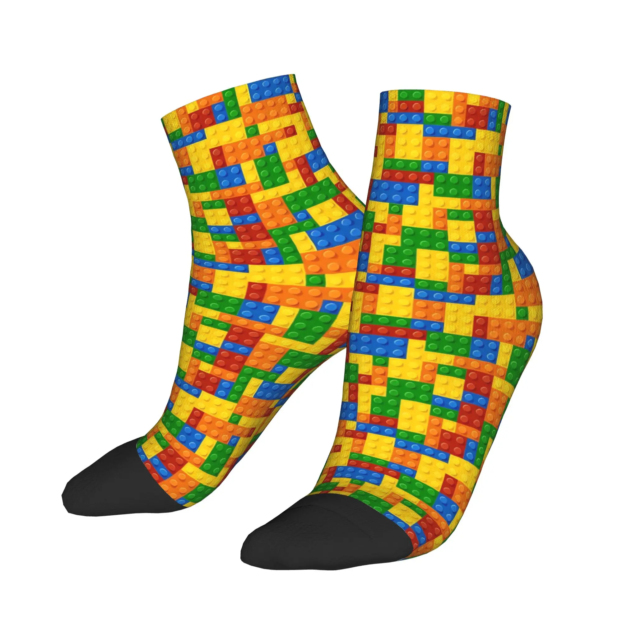 Rainbow Building Blocks Print Ankle Socks Elegant Quality Casual Socks Summer Running Sports Design Anti Bacterial Sock For Men