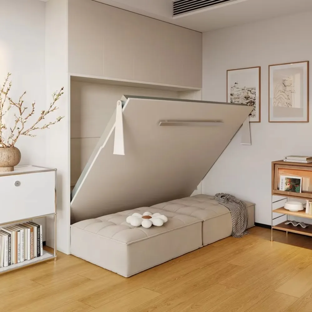 Factory Direct 2026 Multifunctional Flip Bed Modern Integrated Wall Bed with Wardrobe Side Flip for Small Apartment