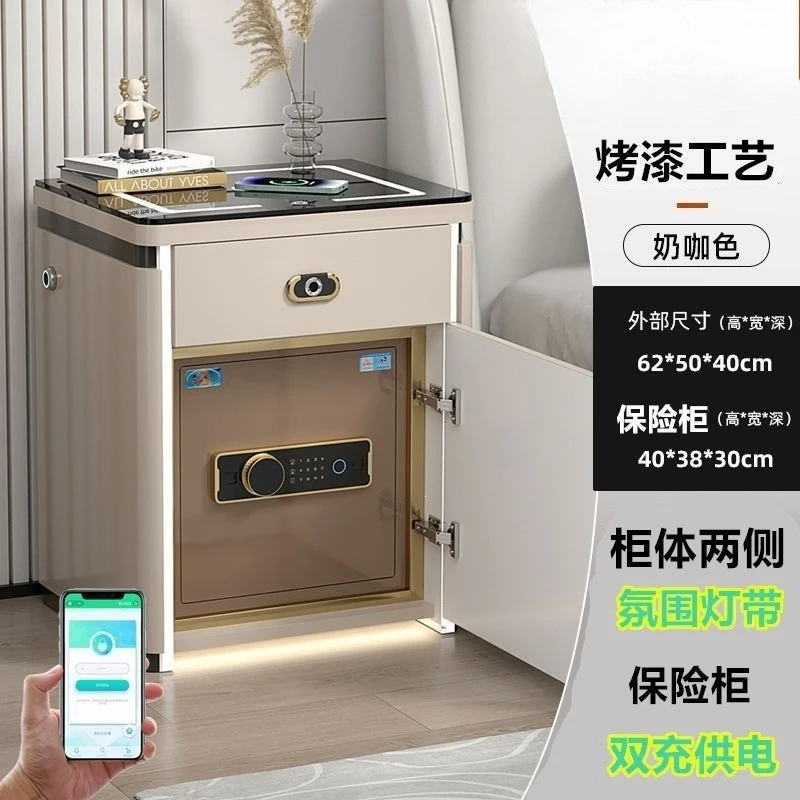 Smart bedside table, safe, wireless speaker, safe with fingerprint.