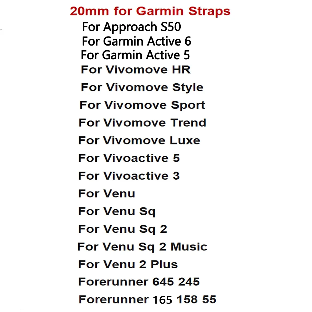 New 20mm Women's Printed Strap for Garmin Vivoactive 3 Venu 2 Plus Venu SQ 2 Forerunner 245 Music 158 Silicone Sport Bracelet