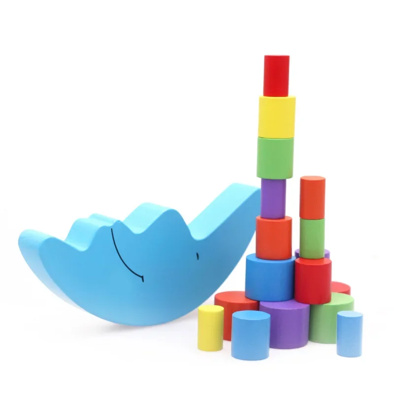 Nuovo gioco Montessori Wood Moon Balance per bambini Giocattoli educativi in legno per bambini Giocattoli in legno Blocchi di bilanciamento per bambini piccoli