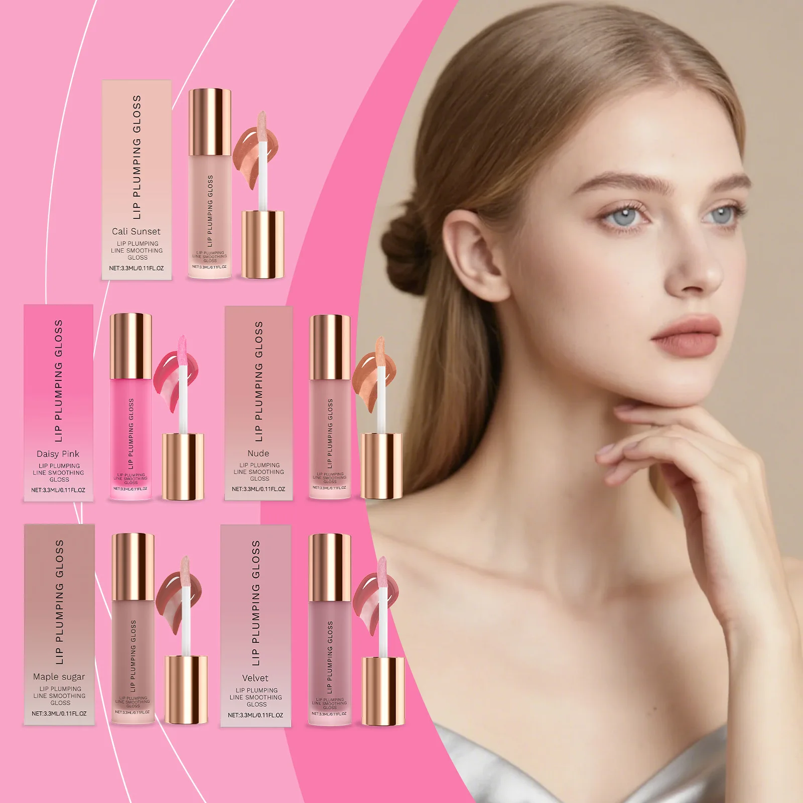 Moisturizing Lip Plumping Gloss Non-sticky Lasting Nude Lip Makeup Smoothing Lip Lines Hydrating Multi Colored Lip Balm Lipstick