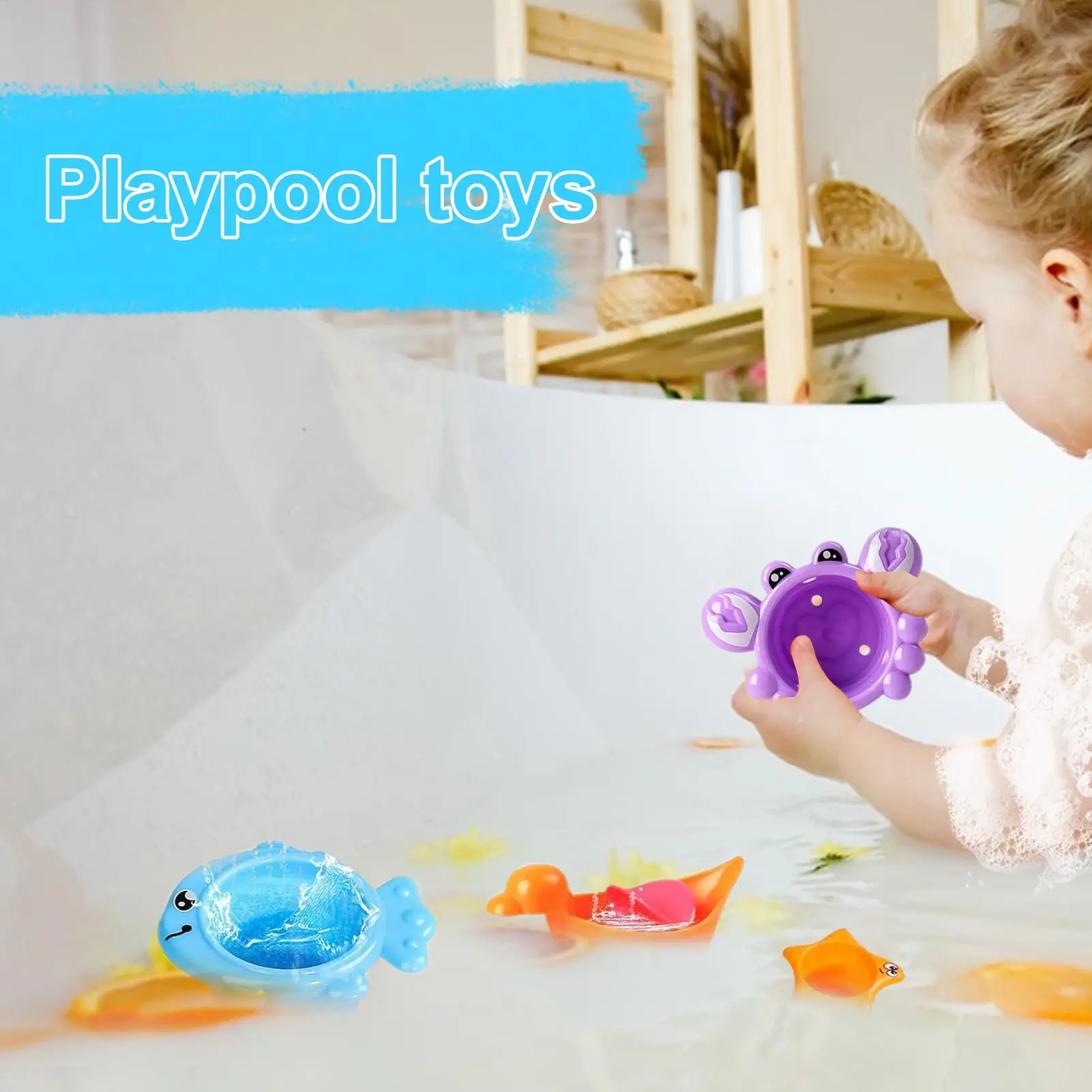 Juguetes de baño para bebé, bañera apilable, juego de playa de agua, accesorios sensoriales flotantes creativos, juegos educativos para ducha de natación