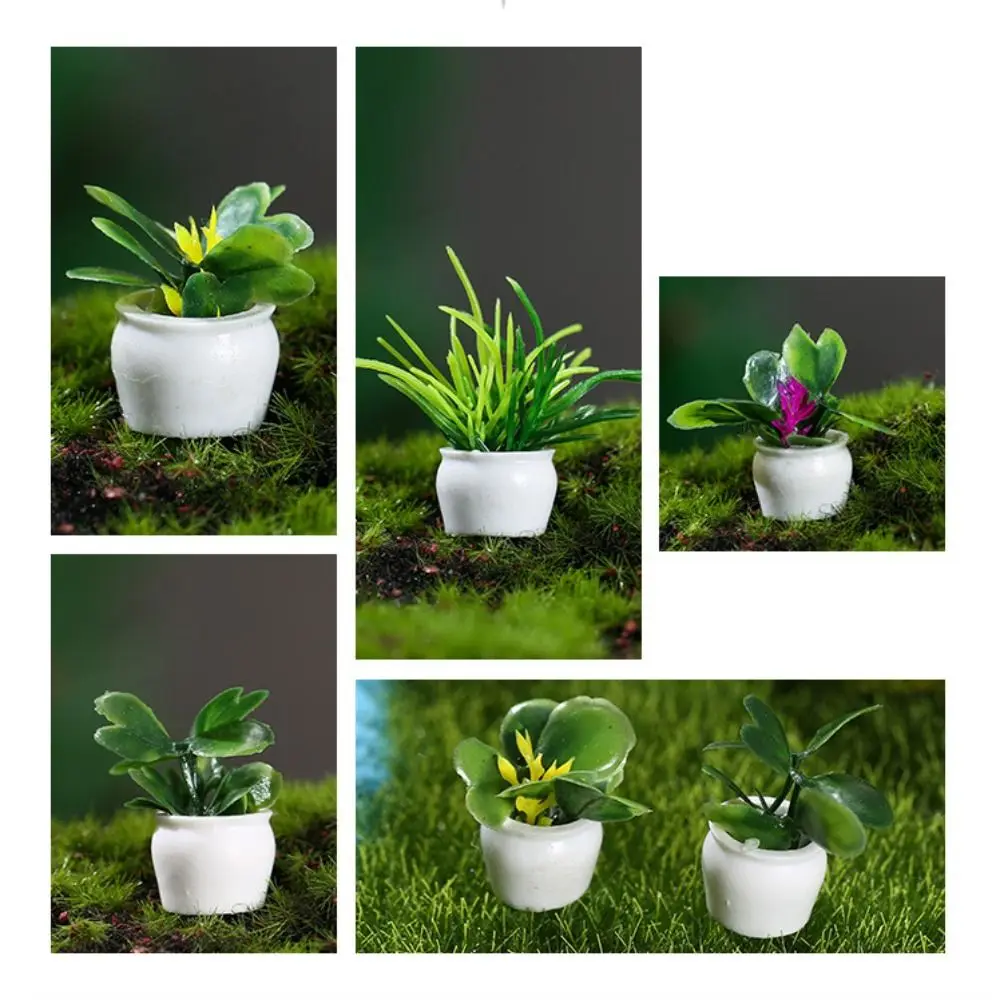 Simulation Plants Mini Tree Potted Mini 1:12 Dollhouse Simulation Potted Plants Plastics Resin Dollhouse Green Plant