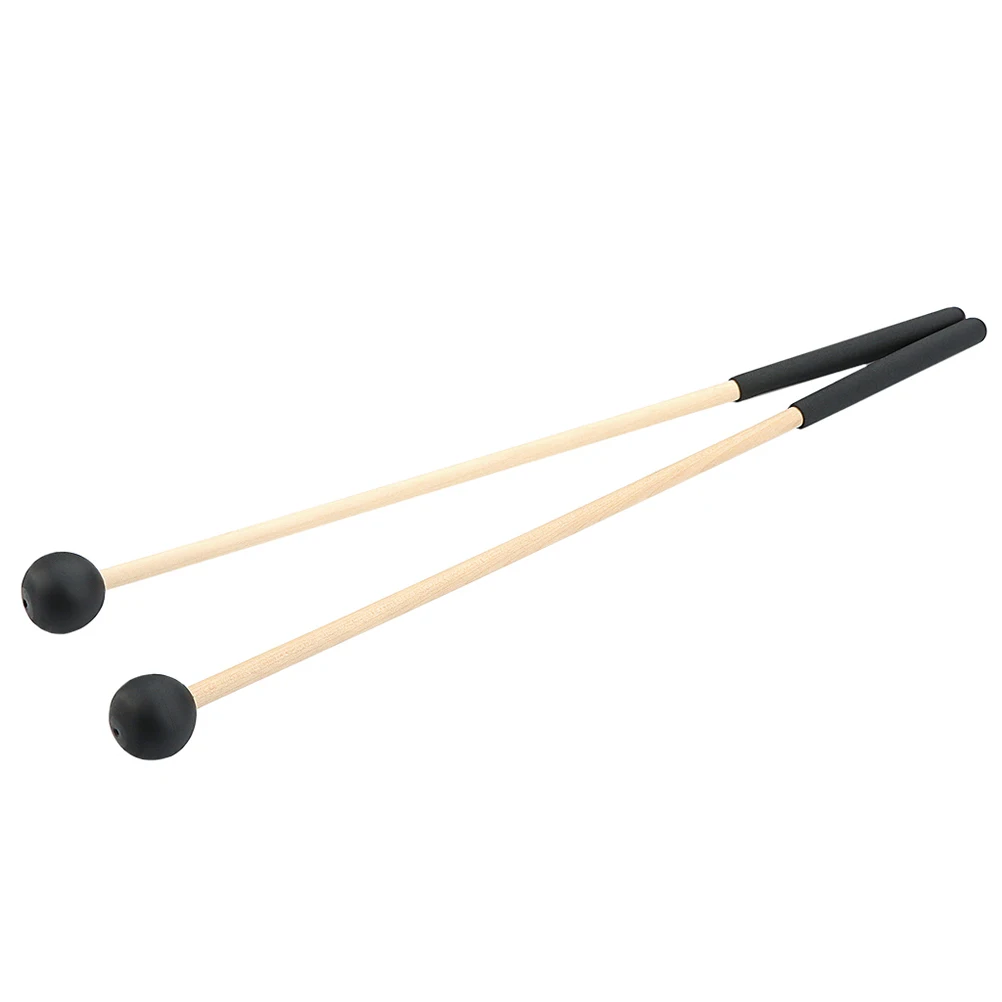 

2pcs Wooden Handle Drum Mallets Durable Rubber Tips Tongue Drumsticks Set Percussion Xylophone Accessories Stick Bag