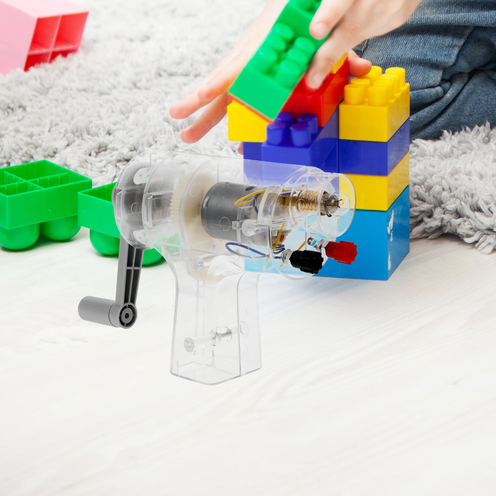 

Hand Generator Crank Teaching Instrument Experimental Transparent Generators Science Kit Primary School
