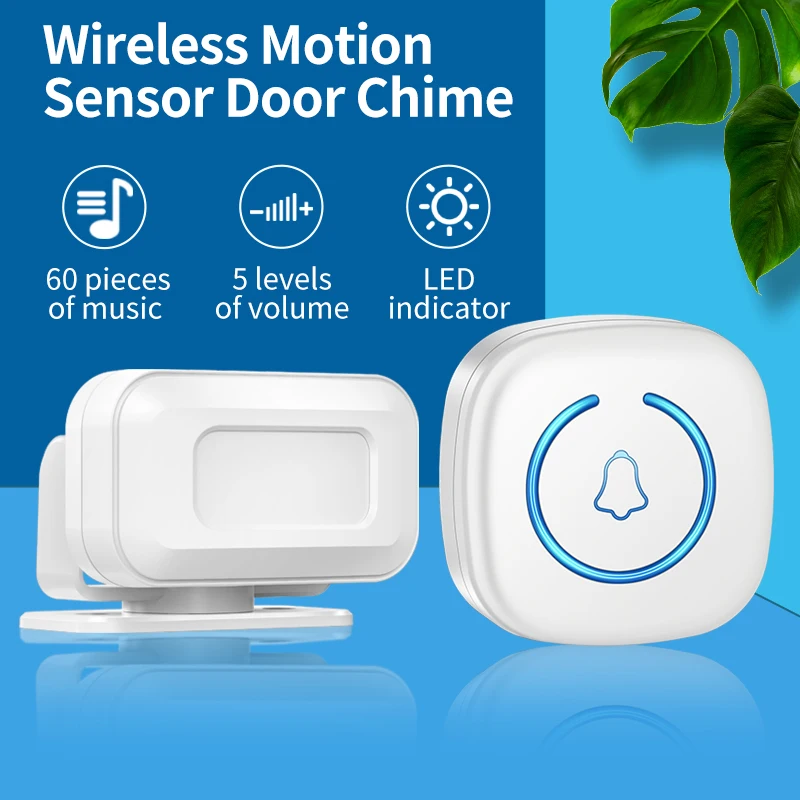 

CACAZI IR Wireless Motion Sensor Door Bells Chime for Pet/Home/Retail Store Store Entrance Alert Bell 60 Ringtones EU US Plug