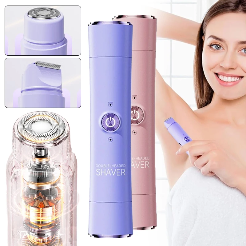 Double Head Electric Epilator Women Rechargeable Painless Hair Remover Shaver for Body Private Areas Bikini Gentle Trimming
