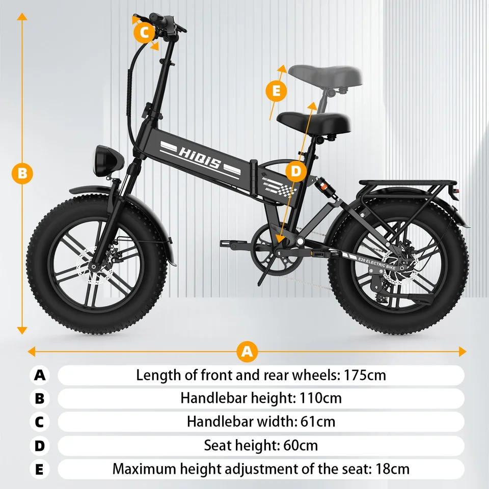 Electric bicycle E20 1000W motor 48V40AH battery electric bike 20in tires foldable suitable for camping city ​​commuting e-bike image 5