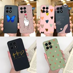 For Honor X8a Cases Gesture Love Heart Blue Butterfly Matte Shockproof Anti-Fingerprint Bumper For Honor X 8A Honor X8a Funda