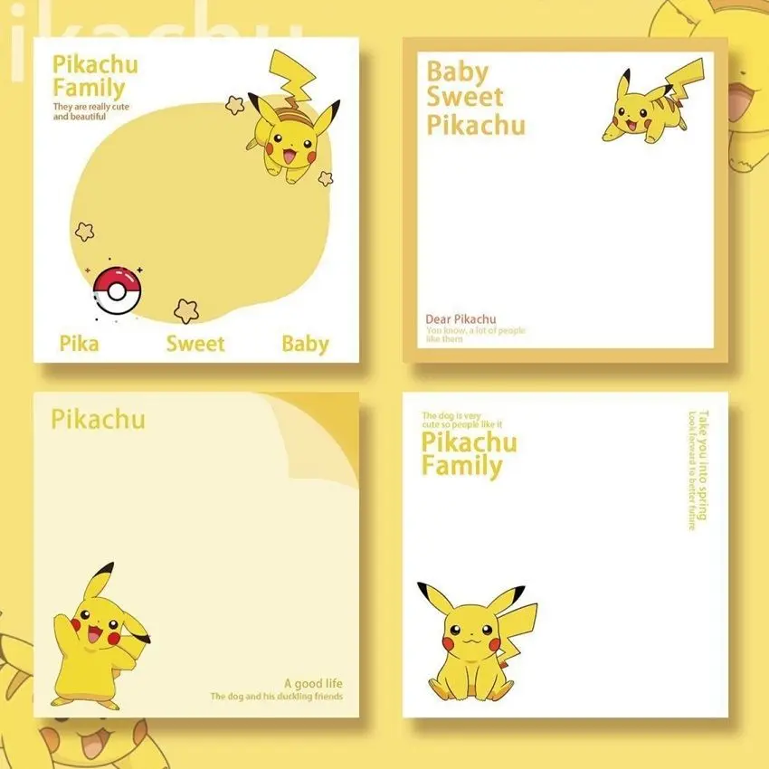 Pokemon 50 sheets Anime Pikachu Memo Notepad Self-adhesive Bookmark Memo Sticker Memo Animation Stationery Small Book Wholesale