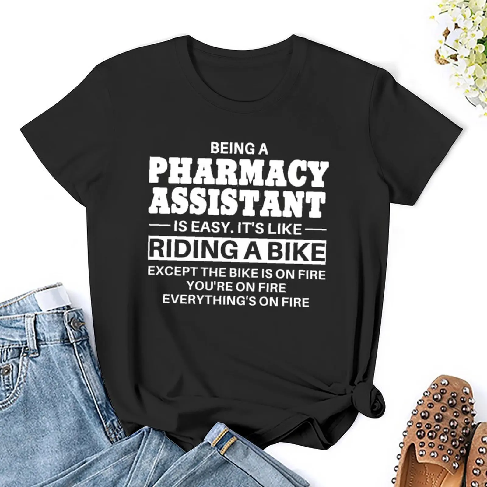 Pharmacy Assistant Riding A Bike T-Shirt sports fans vintage clothes lady clothes sweat t shirts for Women