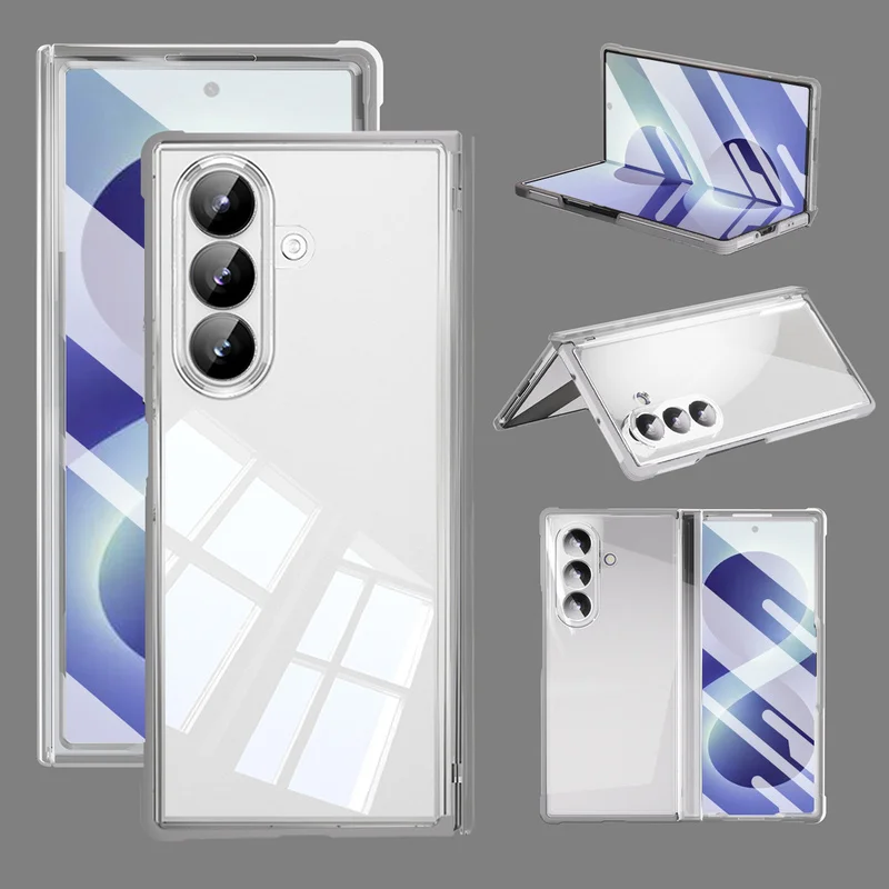 Busienss Electroplating fold Case For Samsung Galaxy Z Fold 8 Ultra 7 5G Hinge &Screen Flim Integrated TPU Bumper Protect Cover