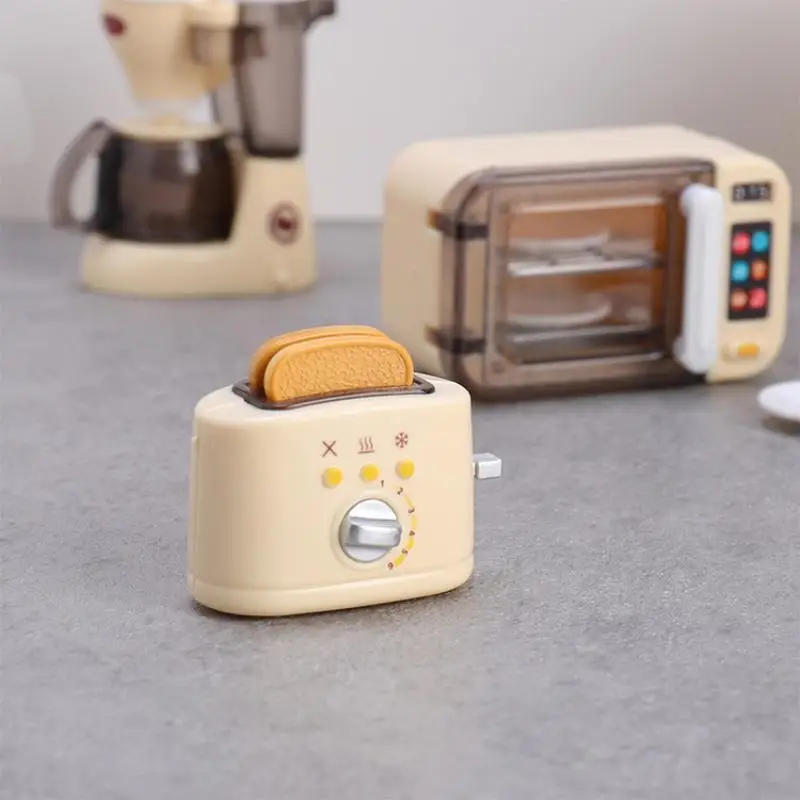 새로운 1세트 인형 집 액세서리 1:12 인형 집 미니어처 커피 머신, 계란 거품기, 빵 기계, 가전 장식 장난감