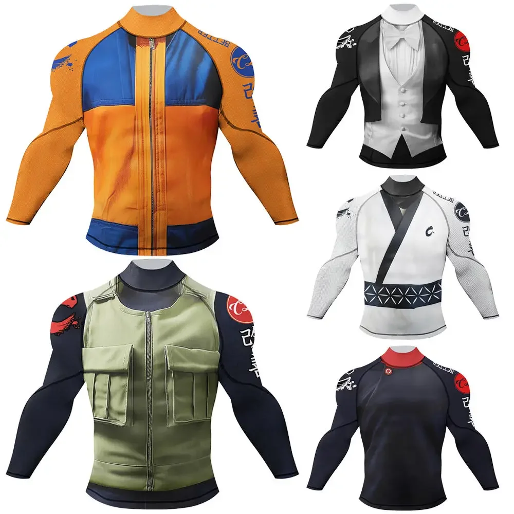 T-shirt BJJ Rash Guard di alta qualità per uomo Boxe Rashguard Jiu Jitsu Camicie a sublimazione a maniche lunghe Maglie a compressione MMA