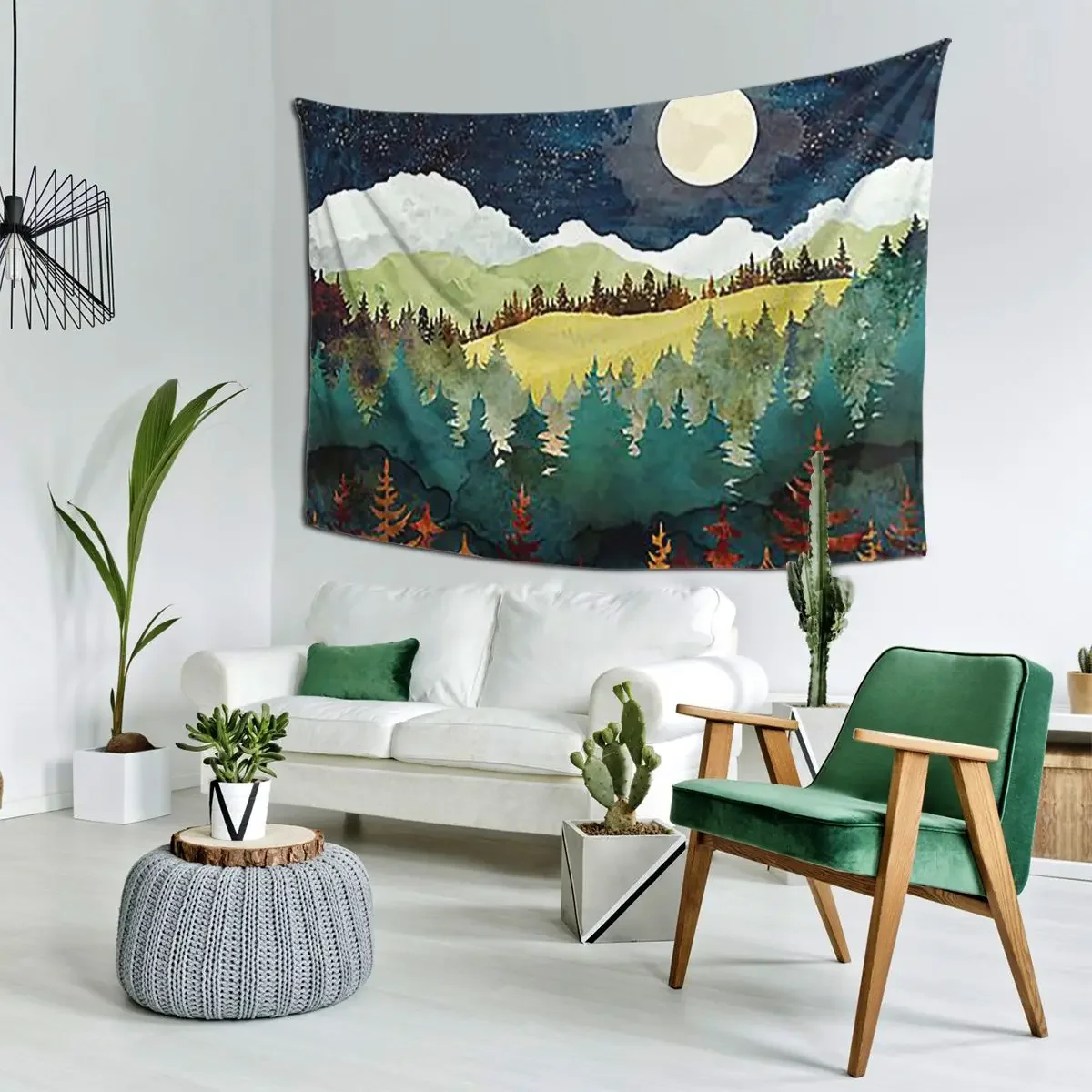 Autumn Moon Tapestry Hippie Wall Hanging Aesthetic Home Decoration Tapestries for Living Room Bedroom Dorm Room