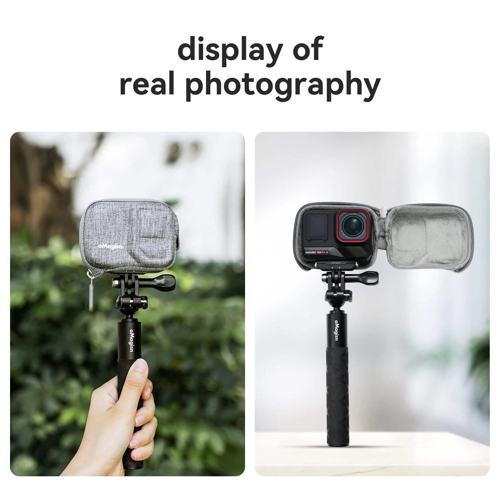 حافظة كاميرا صغيرة من AMagisn فقط للكاميرا، حقيبة تخزين سهلة الشحن بتصميم سفلي مجوف لـ Insta360 Ace / AcePro / Ace Pro 2