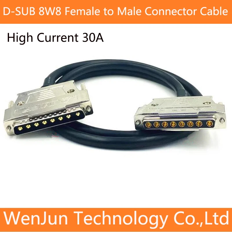 D-SUB 8W8 male to female Connector Cable  high current 30A 8-core connector gold-plated car pin extension cable 8W8 Cable Cord