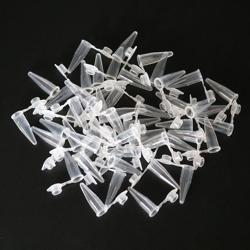 Imagem -02 - Tubos de Plástico Transparente Micro Centrífuga Tubos de Teste Experimental Recipiente para Ciência ou Laboratório Tampa 0.2ml 1000 Pcs