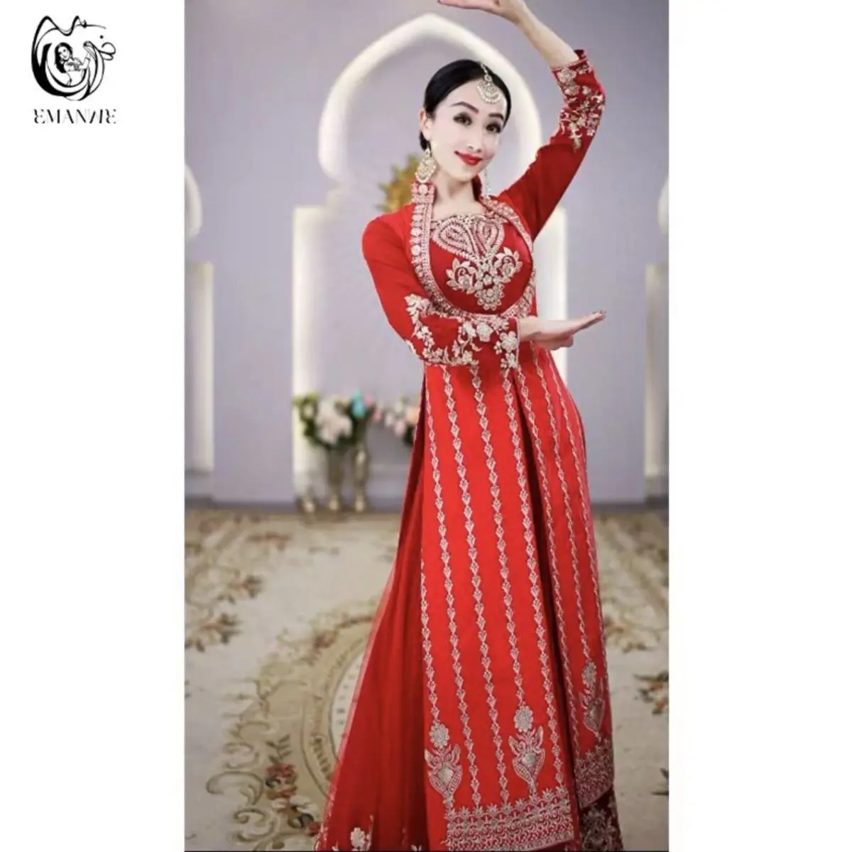 W3911 New Miao Xinjiang Costume Ethnic Minority Tujia Stage High end Dress Photography Dance Outwear