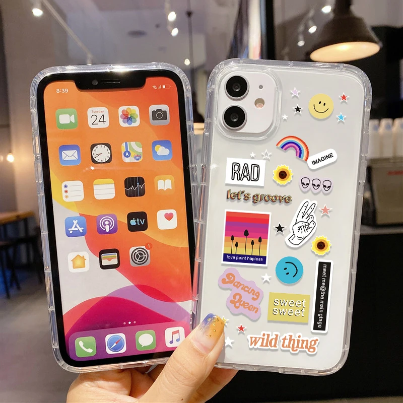 Funda de teléfono con flores transparentes para iPhone 14, 15 Pro, 13, 11, 12, 14 Pro Max, Xr, Xs Max, 7, 8, 14 Plus, 12, 13 Mini, SE 2