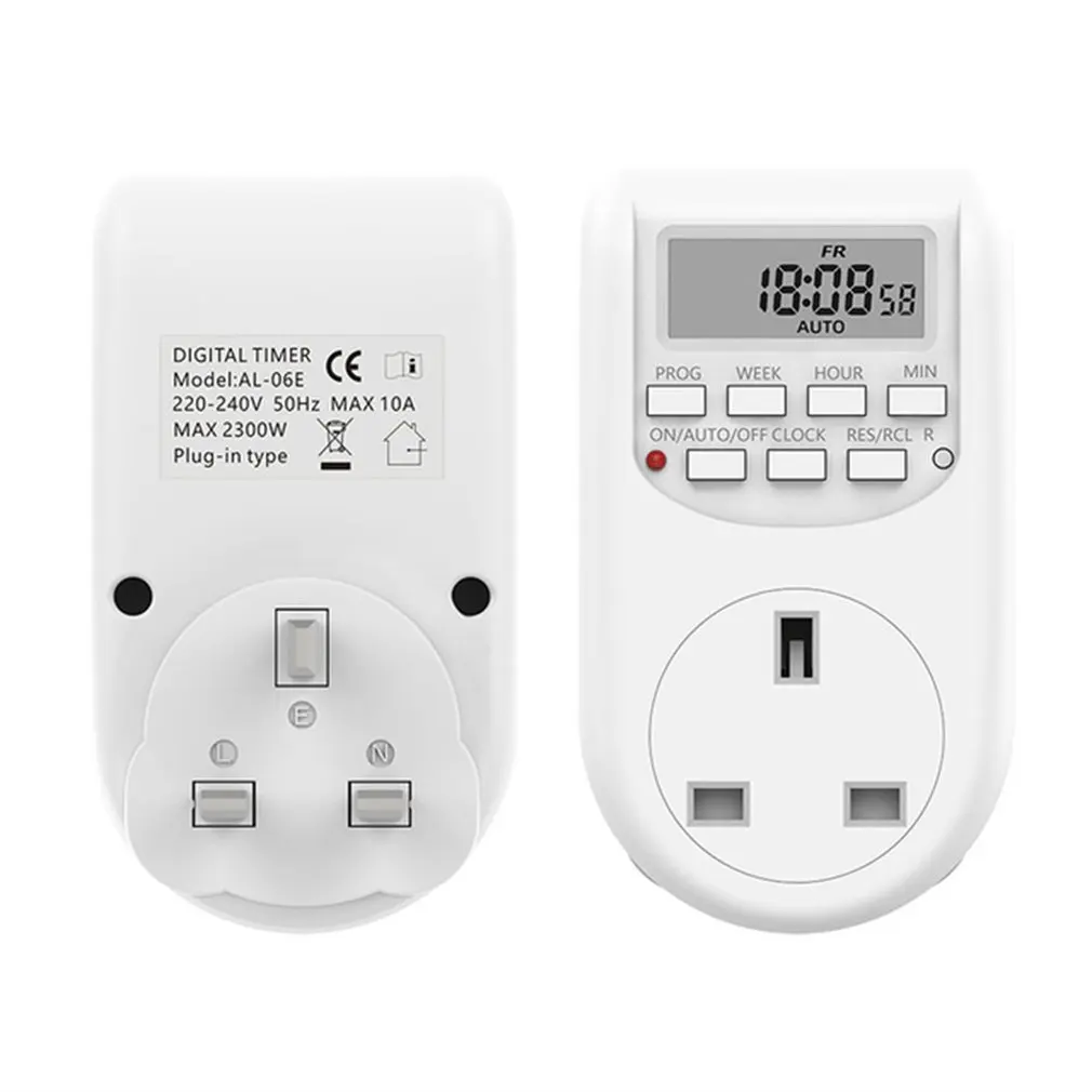 Interruttore Timer digitale presa di temporizzazione programmabile settimanale elettronica da 12/24 ore presa di corrente britannica controllo del tempo dell'apparecchio da cucina