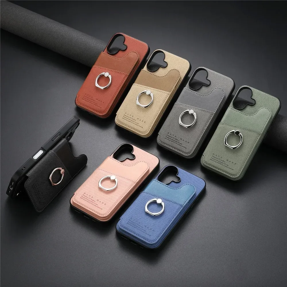 Flip-Wallet mit Kartenhalter RFID-blockierende Handyhülle für iPhone 18 17 16 15 14 Plus 13 12 Pro Max Ring-Lederhalterung – Detail 19