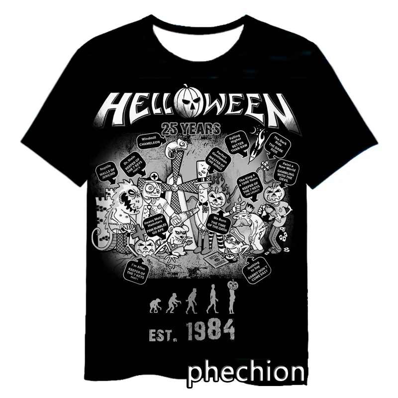 

phechion New Fashion Men/Women Helloween Band 3D Print Short Sleeve T-Shirt Casual Hip Hop Summer T Shirt Tops S229