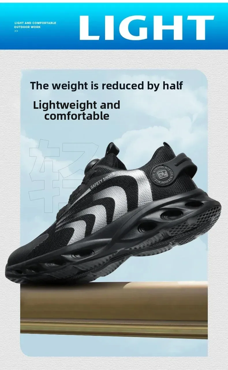 New Safetys Shoe Rotating Button Work Shoes Men Anti-smash Anti-puncture Shoes Fashion Men Sport Shoes Security Protective Boots