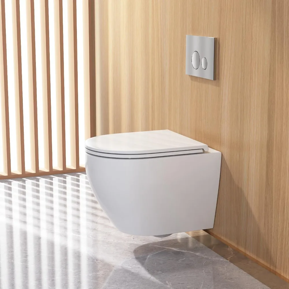 

DeerValley In Wall Toilet Bowl, Elongated Wall Hung Toilet, Wall Mounted Toilet with Soft Close Seat, 1.1GPF/1.6 GPF Dual Flush,