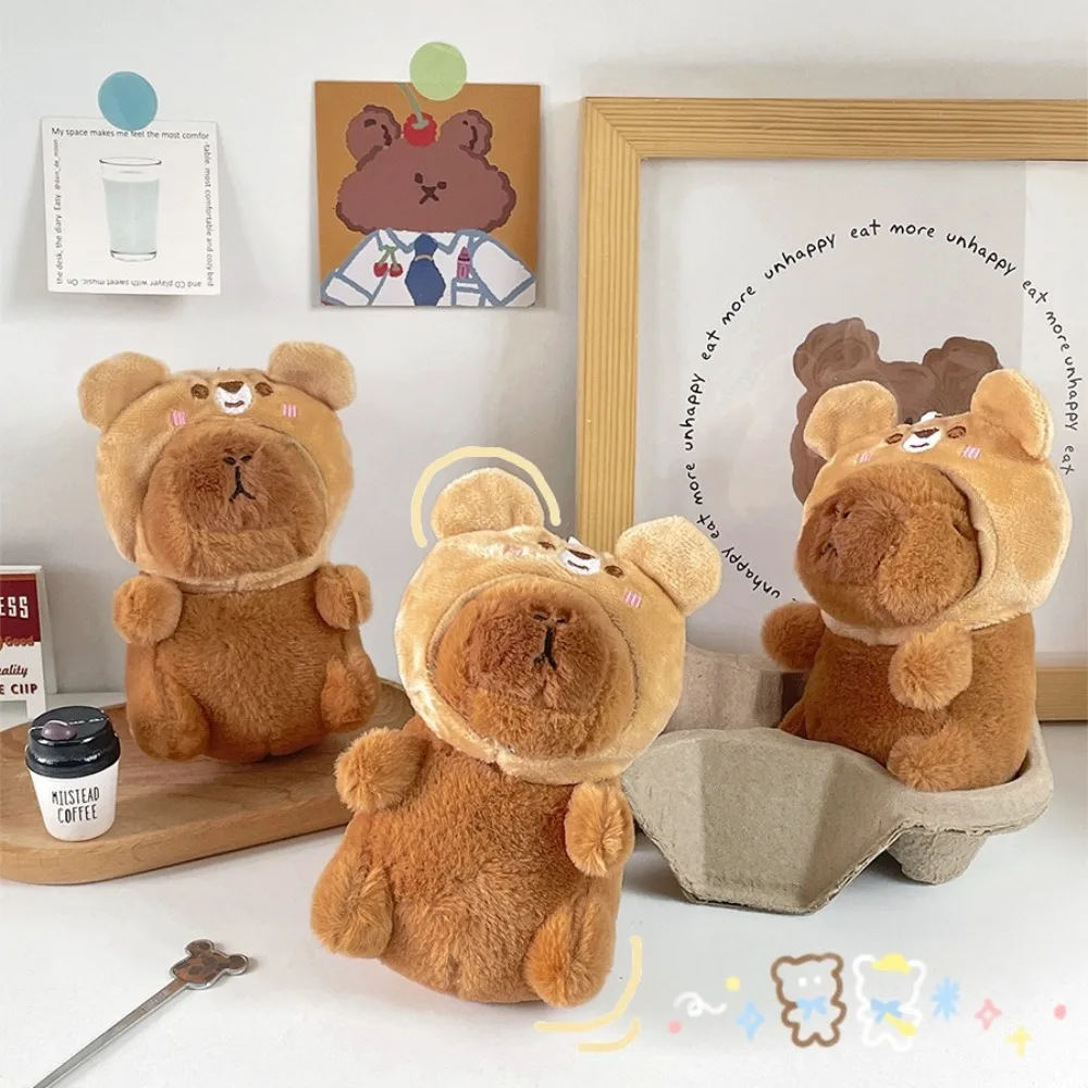 Chapéu de urso marrom capivara para crianças e adultos brinquedo de pelúcia bichos de pelúcia fofos cobertura de cabeça de boneca macia urso marrom, acessórios