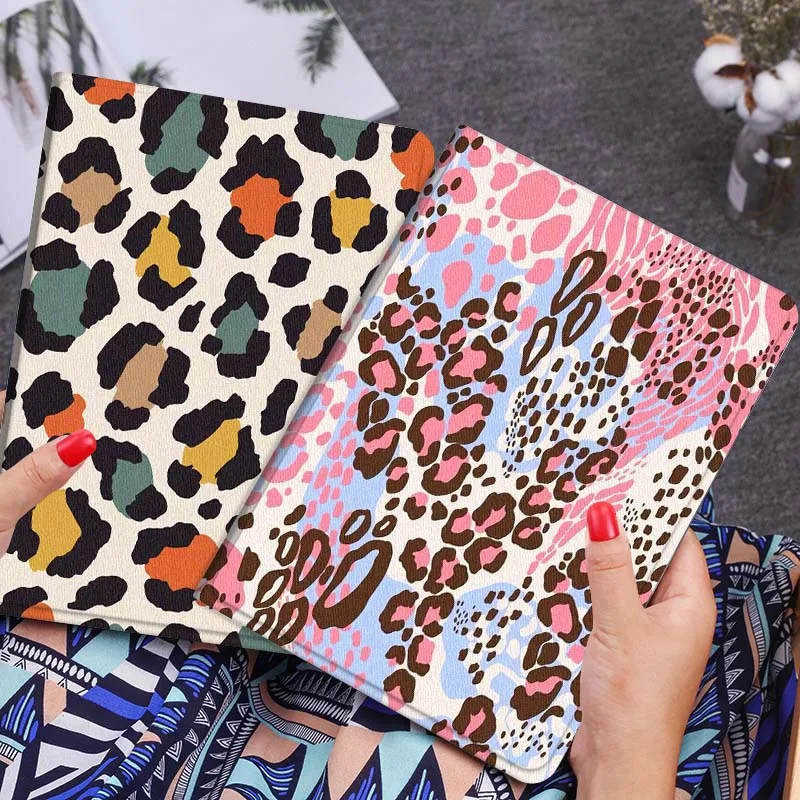 

Cartoon Leopard Pink Pattern Tablet Case For Huawei Honor MatePad MediaPad Air 5 6 7 11 V6 V7 V8 V9 X9 X8 T10 T10s C5e T5 Gift