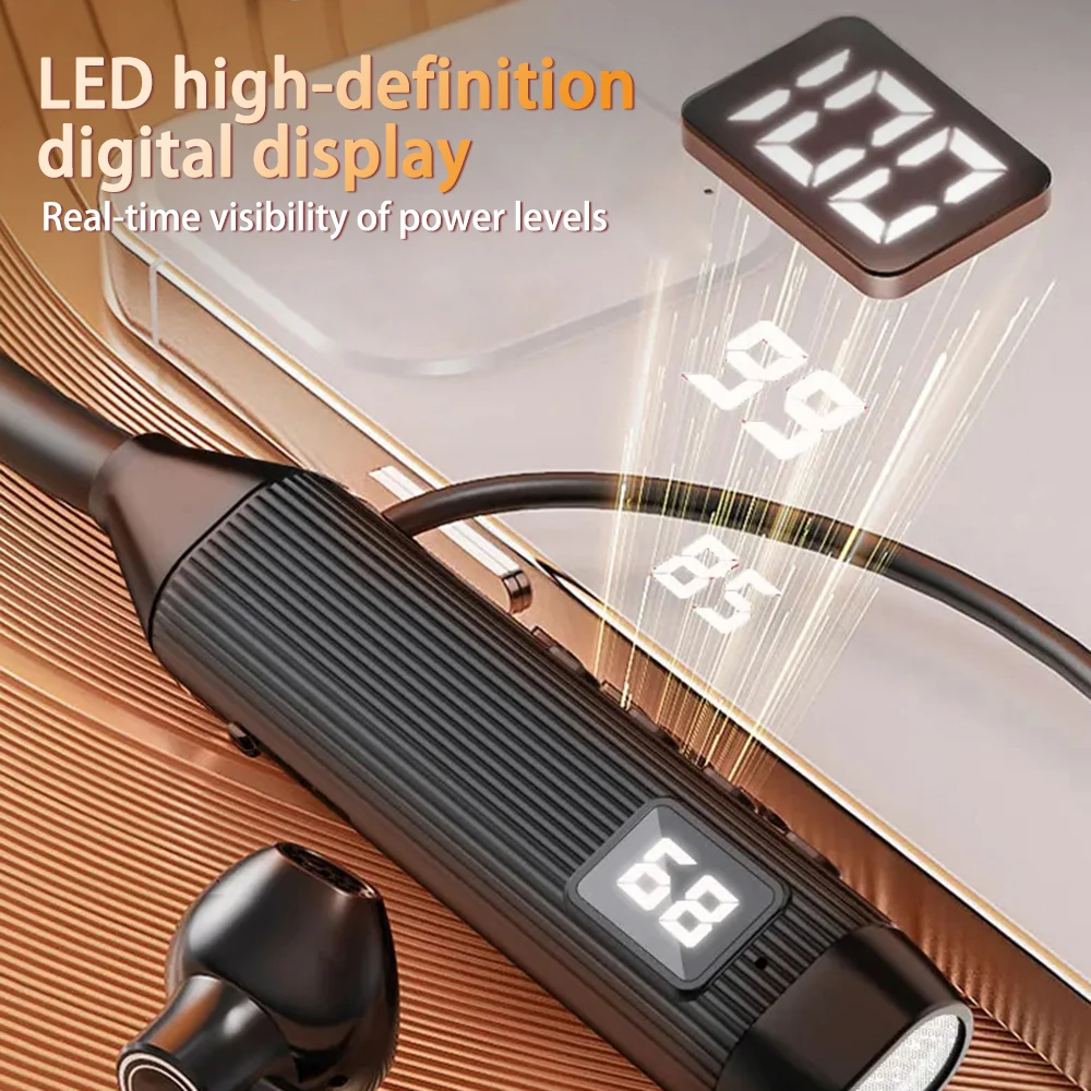 TWS Super Power Wireless Headphones Bluetooth Earphones Neckband Magnetic Earbuds LED Display Sports Headset Stereo With Mic image 4