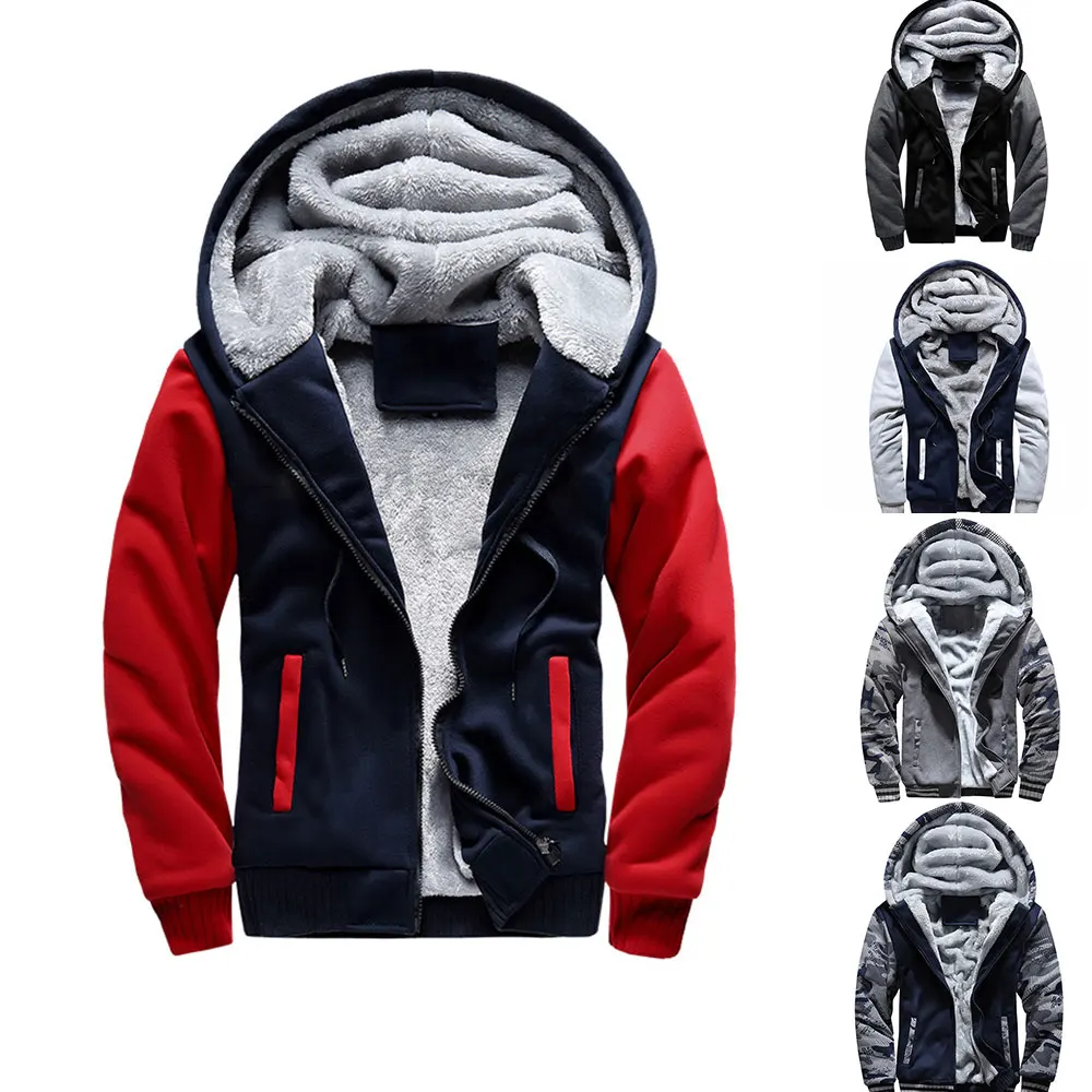

Men's Jacket Winter Camouflage Fleece Thicken Hooded Jackets Male Long Sleeve Coat Casual Zip Up Hoodies Streetwear Men's Coats