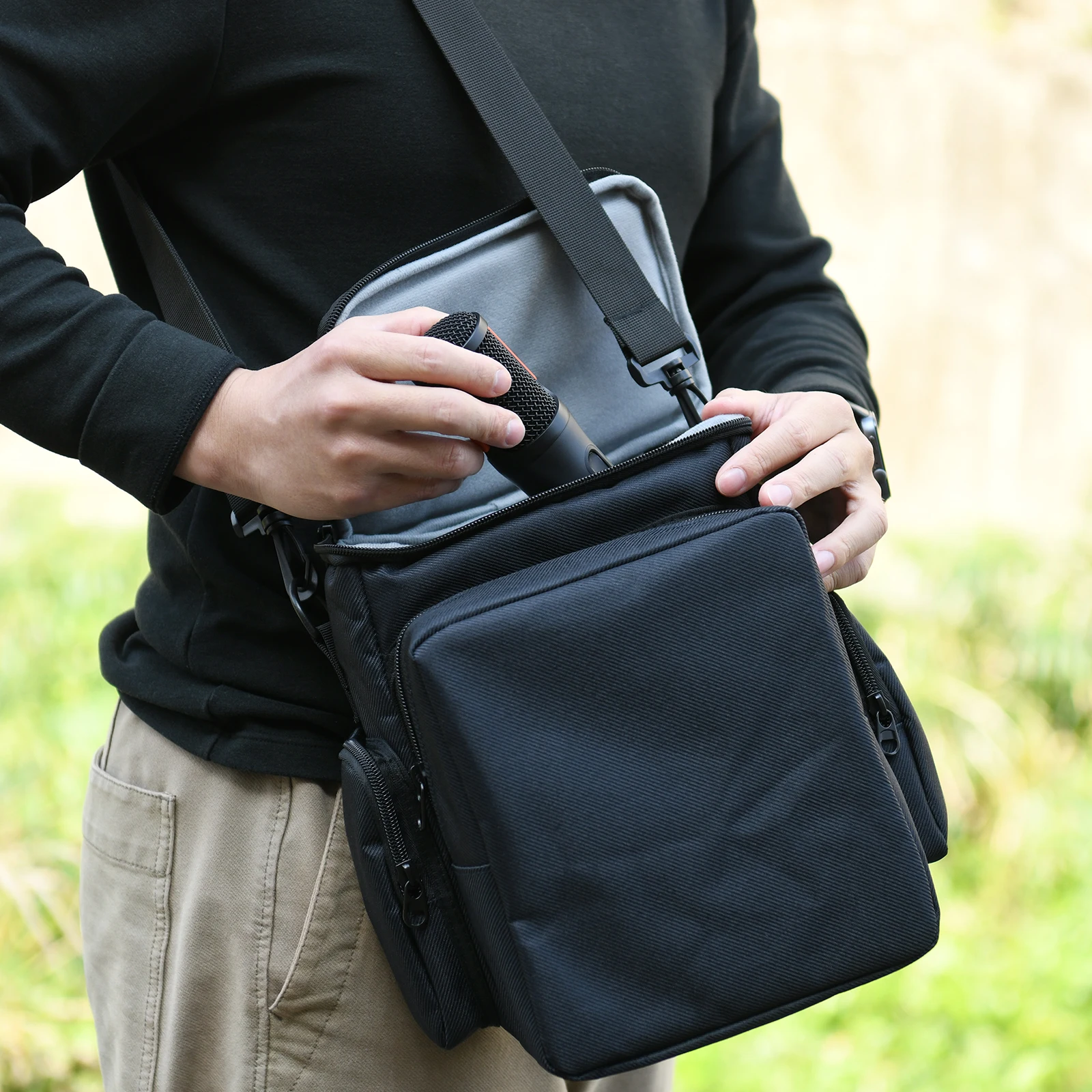 Storage Bag For JBL WIRELESS MICROPHONE Dust And Dirt Resistant Large Capacity Black Carrying Case