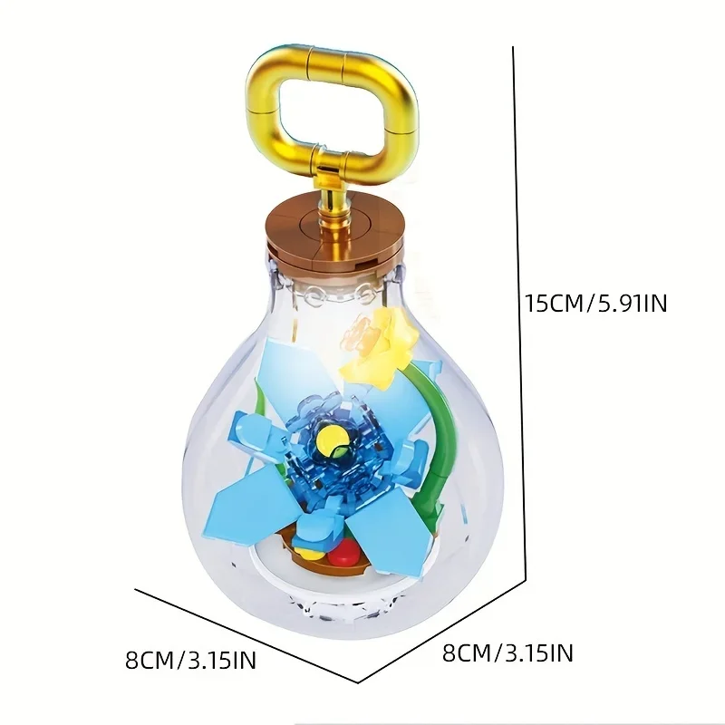 Creative Light Bulb Flower Building Blocks Succulent Potted Plants Assembly Bricks With Lights Decoration Kids Christmas Gifts