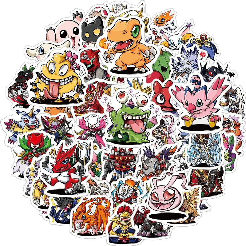 

56PCS Anime Digimon DIY Cartoon Stickers Pad Trunk Refrigerator Waterproof Anime Stickers Anime Figure Image Toys Sticker