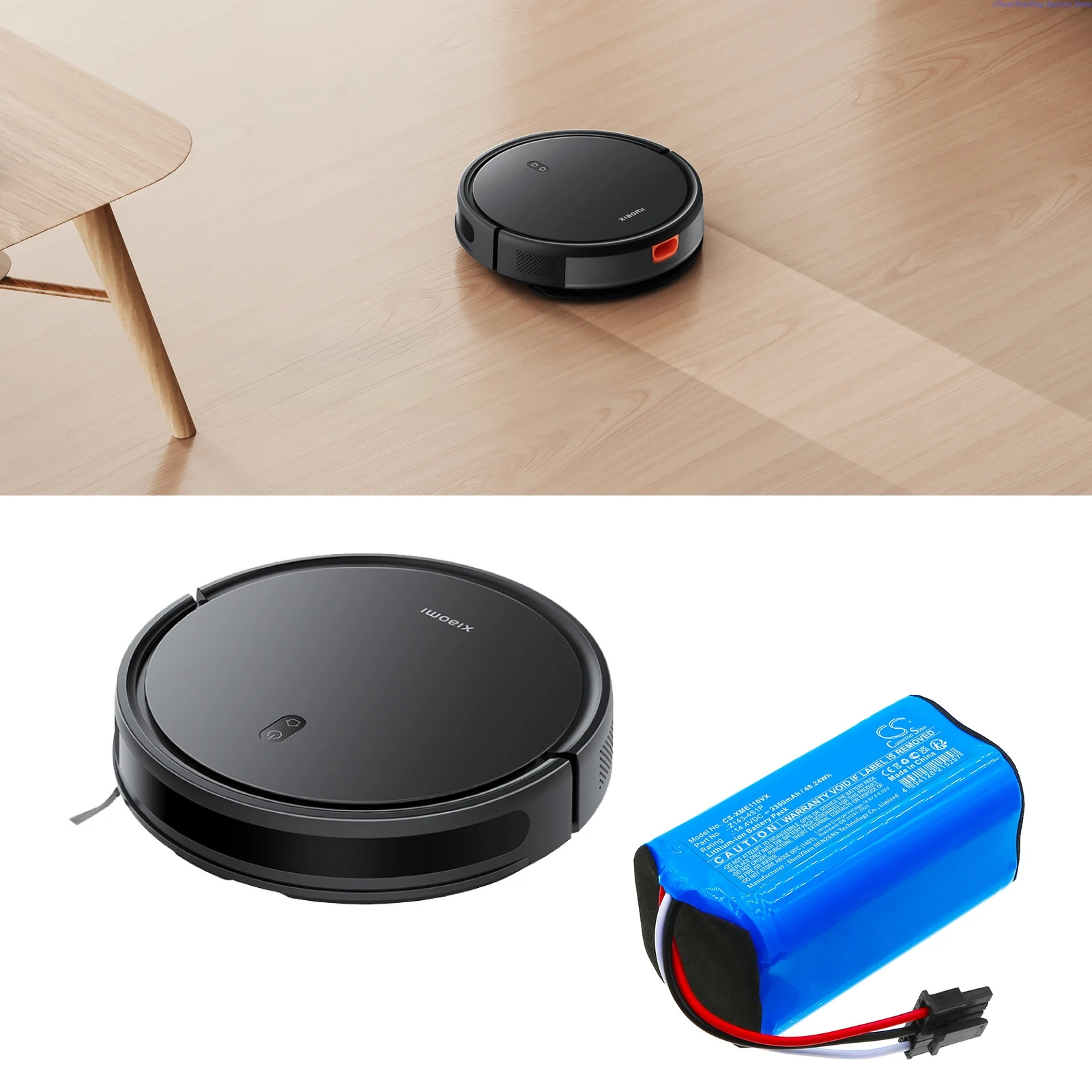 14.4V 3350mAh Replacement Battery for MyGenie ZX1000 Auto Vacuum Cleaner Type B Plug, For Xiaomi Robot Vacuum E5 E10 E10C