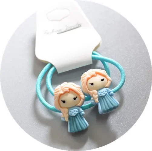 2pcs Disney princess children hair rope Frozen Elsa cartoon girl doll Accessory Hair ring jewelry head circle Minnie rubber band