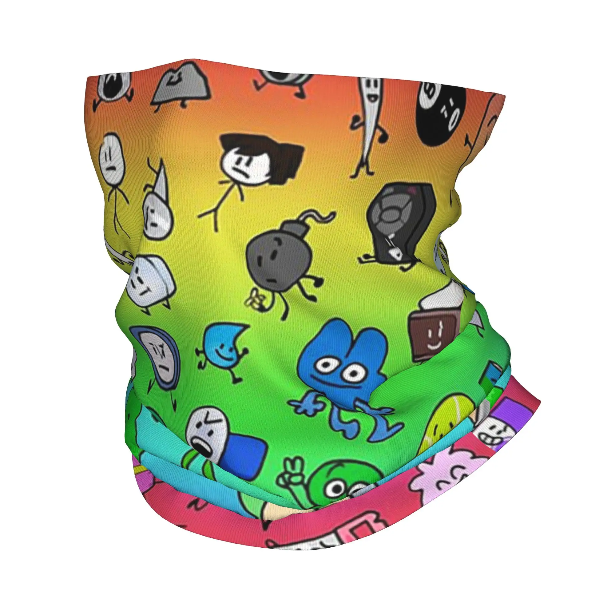 BFDI All Characters Rainbow Bandana Neck Cover Printed Mask Scarf Multifunction Headband Hiking Fishing For Men Women Breathable