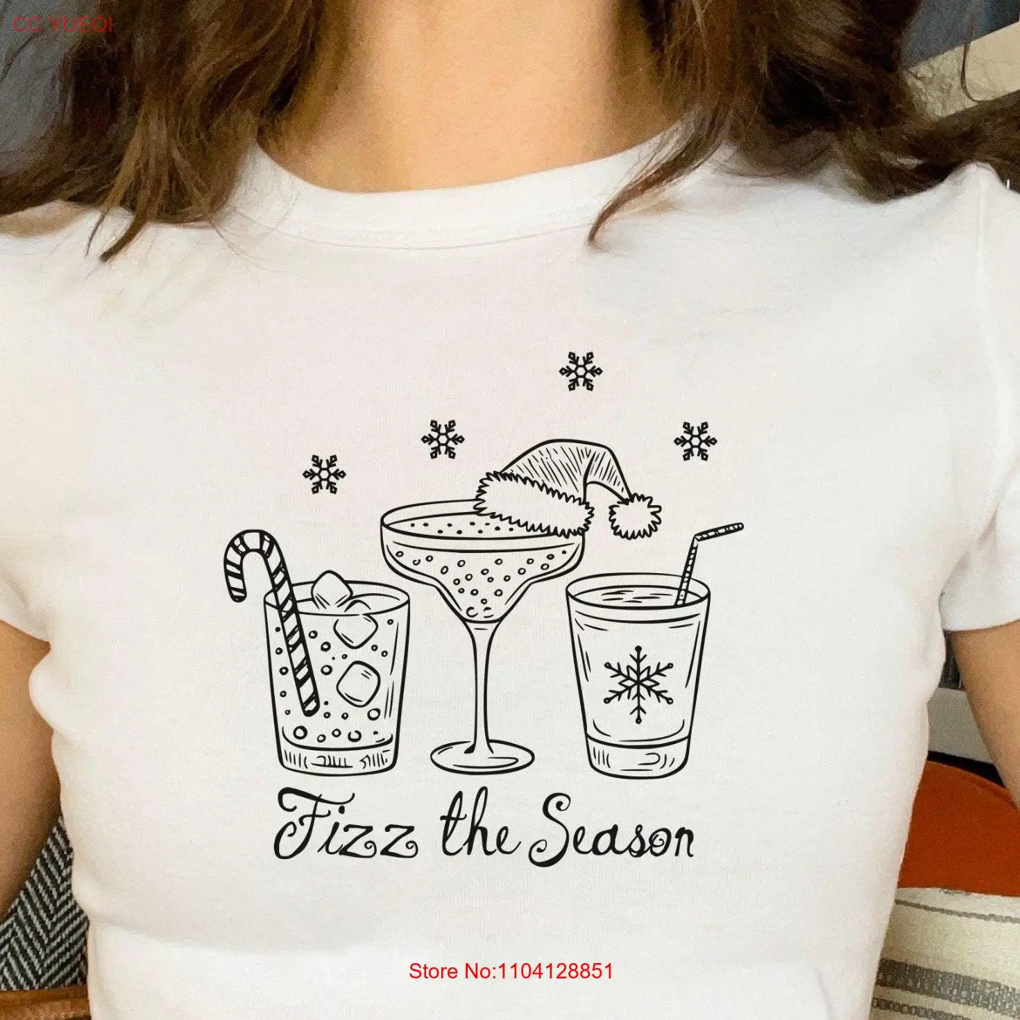 

Fizz The Season Baby T Shirt Cute Christmas FiT Crop Y2K 2000's Style Streetwear long or short sleeves