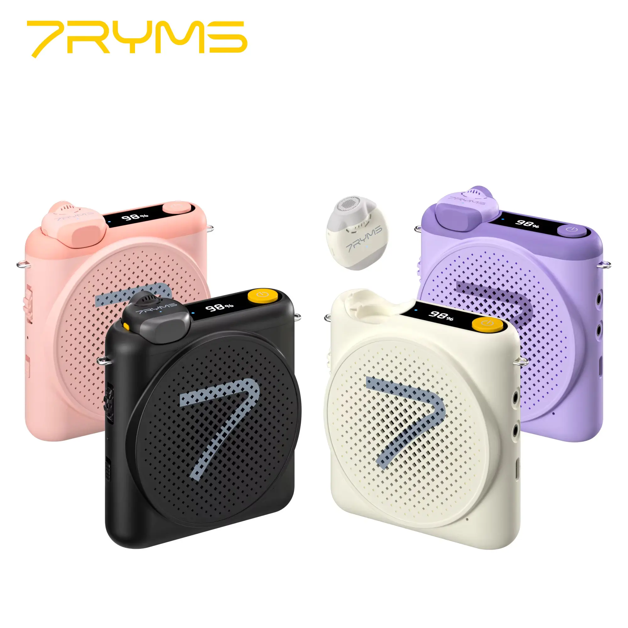 

7RYMS WA2 2.4G Wireless Megaphone Speaker, Denoise Voice Amplifier with Lavalier Mic for Teachers, Speech, Tour Guides, Coaches