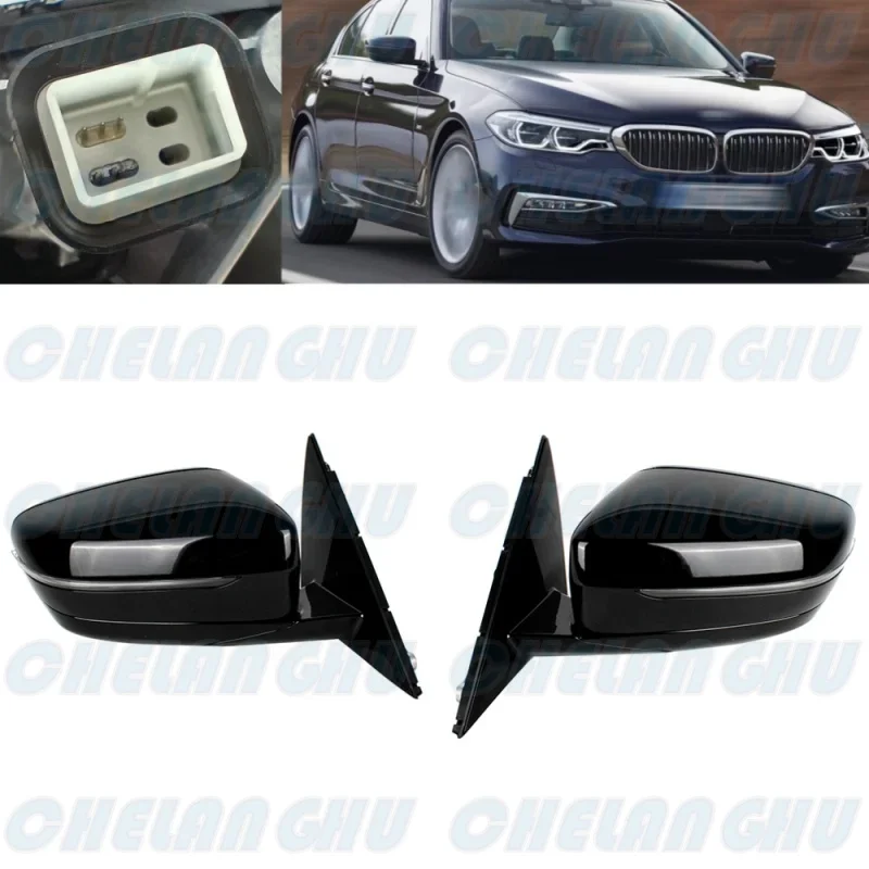 

For BMW G30 G38 520 530 540 2017 2018 2019 2020 2021 2022 1 Pair 5 Pins Black Painted Power Adjust Blind Line Mirror Assembly