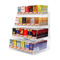 Cigarette Shop Showcase Acrylic Display Stand Auto- Push Cigarette Display Cabinet Rack Holder With Price Slot Supermarket Store