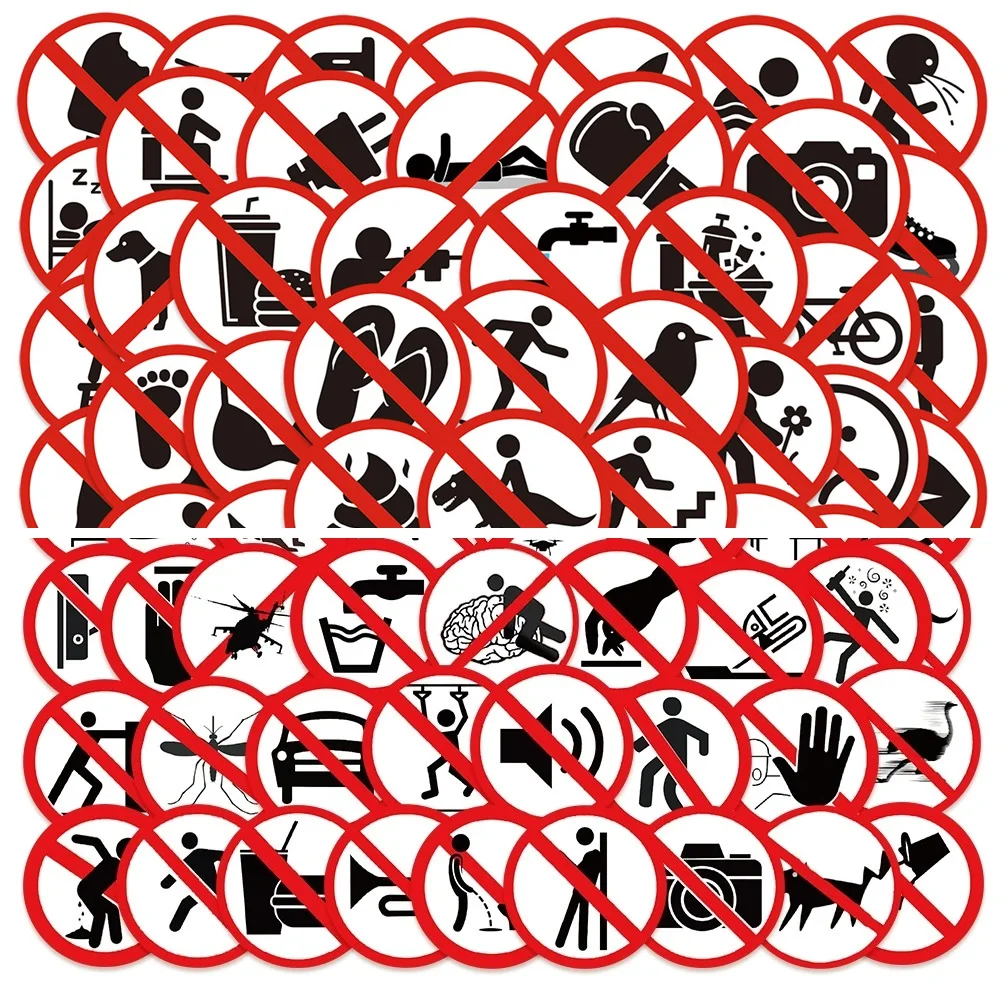 

120PCS Funny No Sign Stickers Luggage Notebook Guitar Skateboard Waterproof PVC Stationery Stickers for Children Teens Adults