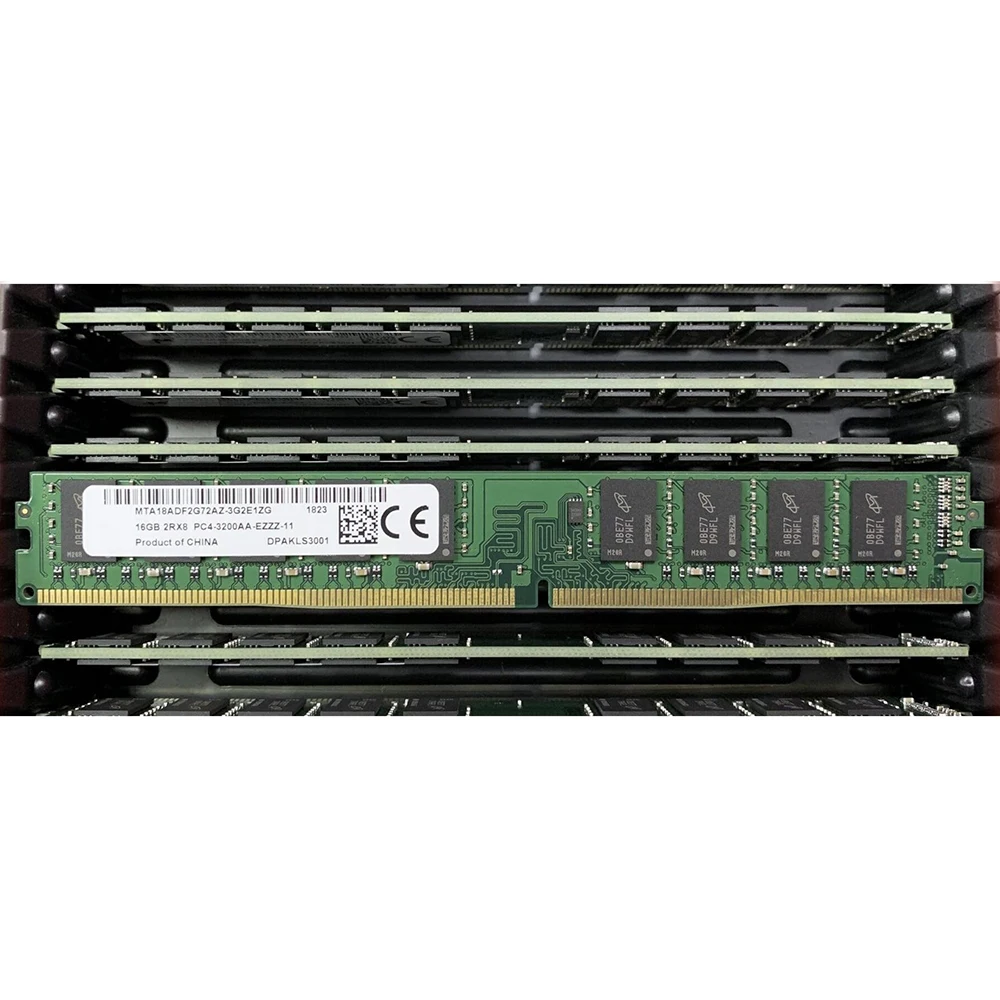 1 Uds RAM 16GB 16G 3200 DDR4 2RX8 UDIMM ECC VLP estrecho para memoria de servidor MT MTA18ADF2G72AZ-3G2E1